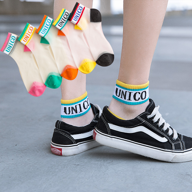 袜子女春夏日系水晶袜薄玻璃丝短袜纯棉底浅口低帮船袜透明卡丝袜 - 图2