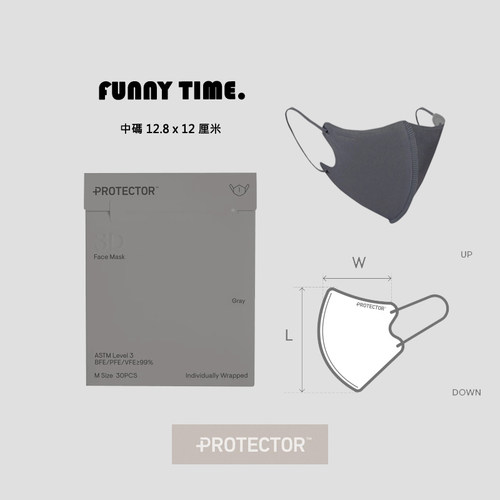 香港代购Protector Daily 超薄3D立体口罩浅灰深灰色成人一盒30片 - 图2
