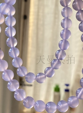 天曼纯银镶嵌天然玉石紫玉髓珠链玛瑙颈链媲美翡翠紫罗兰手串套装