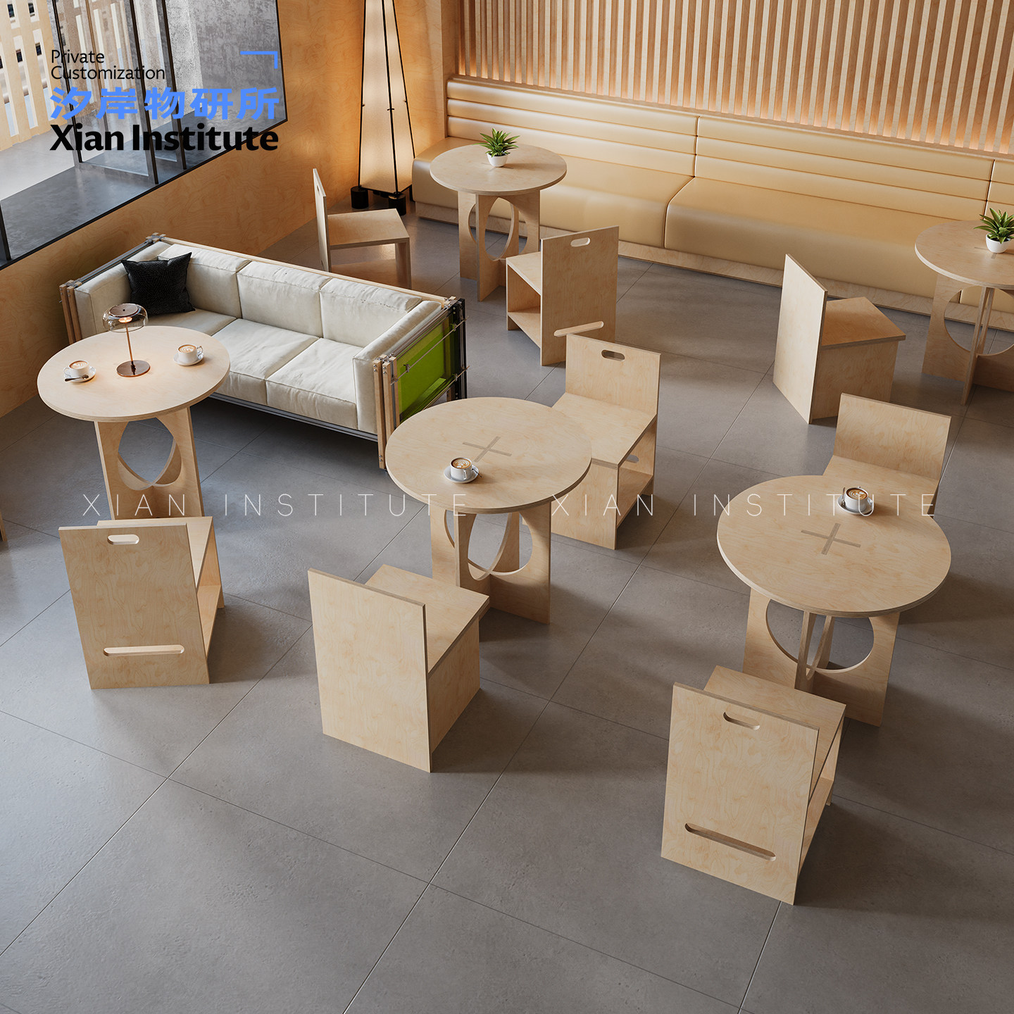 汐岸物研所咖啡店桌椅组合海洋板商用蛋糕店料理店卡座奶茶店桌椅,淘宝优惠券,粉丝福利购,淘宝优惠卷