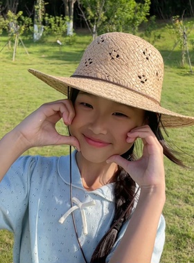 儿童防晒草帽成人户外帽
