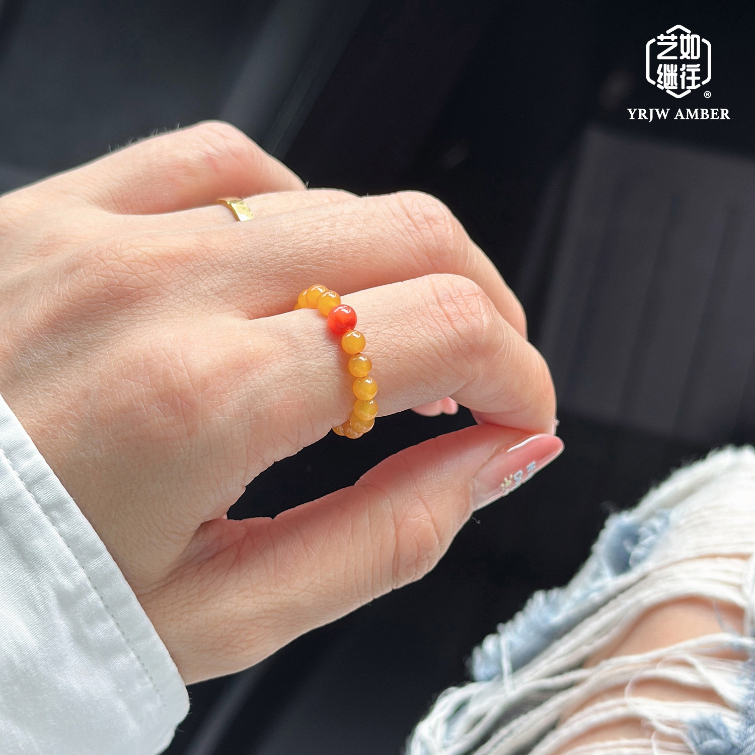 Yi Ru Ji Go Bee Wax 3mm Millet Bead Ring Wenwan Girl Nanhong Top Bead