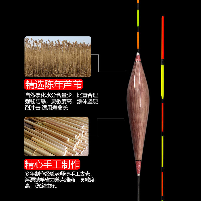 芦苇漂高灵敏轻口鲫鱼漂60CM超长黑坑鲤鱼漂细尾加粗流氓行程浮漂-图2