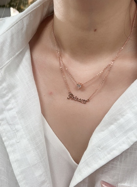 双层字母项链下面名字项链定制项链