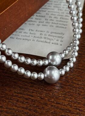 真多麻色极细珍珠锁骨链女 施家珍珠项链小众复古级感新中式颈链