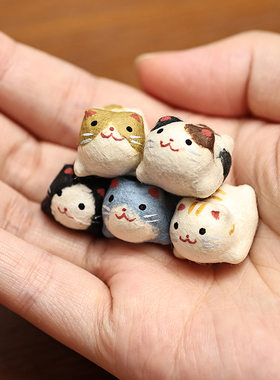 龙虎堂和纸迷你萌粒猫咪可爱摆件