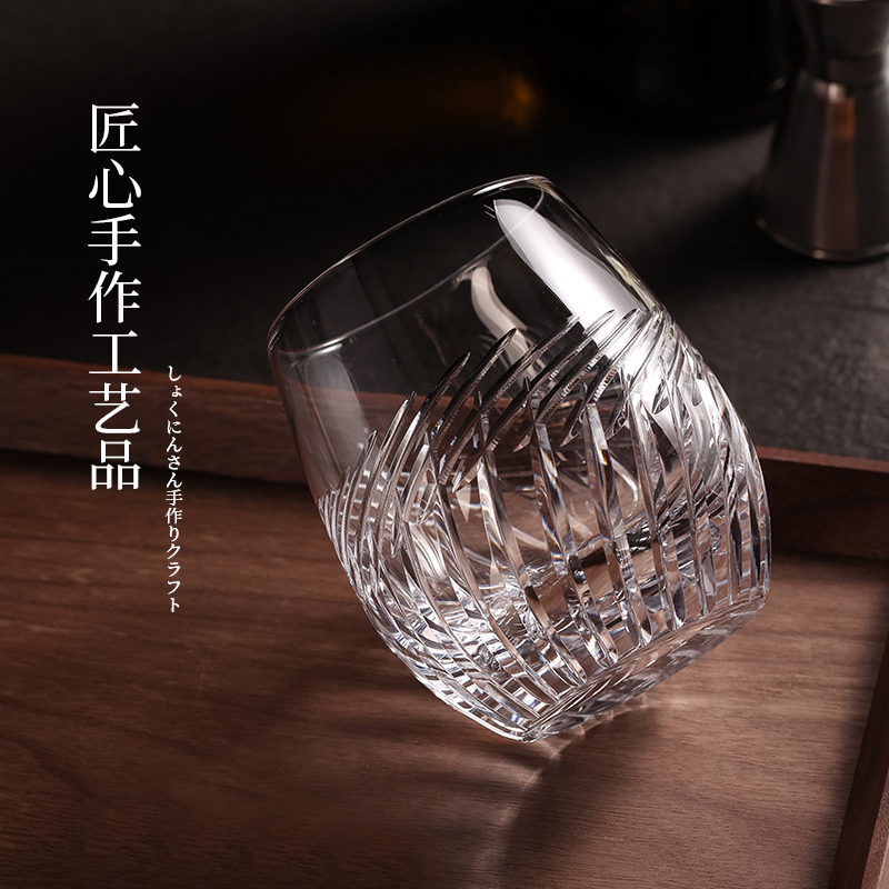 日本进口KAGAMI手工江户切子威士忌洋酒杯麦田洛克杯水晶玻璃酒杯 - 图1