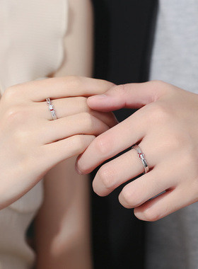 999纯银月老红线情侣对戒一对价