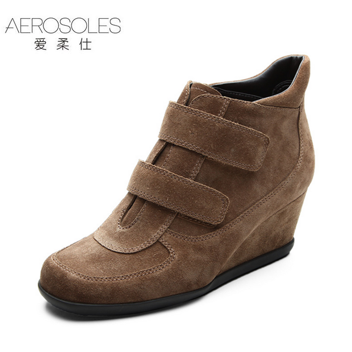 Aerosoles/爱柔仕短靴靴子羊皮高跟粗跟秋冬靴女马丁靴包邮D1915