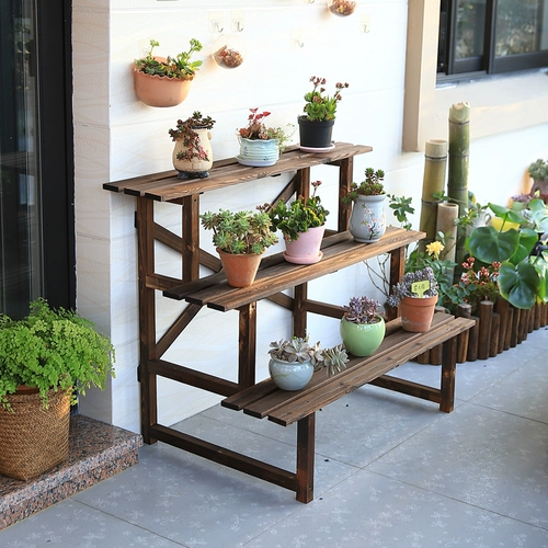 Карбонизированная анти -коррупционная деревянная цветочная рама многорезовая балкона цветочная рама сплошной древесина