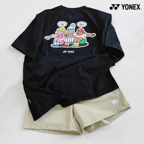 2025秋冬韩国YONEX尤尼克斯新款羽毛球服短袖男女款运动匹克球T42 - 图1