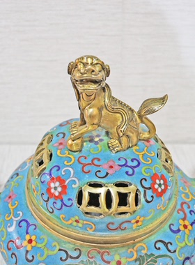 中式风样板房景泰蓝香炉软装饰品