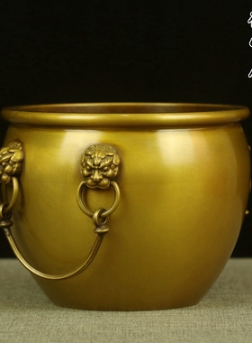 中式铜缸聚宝盆家用室内摆件大号