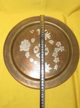 圆形仿古风手工欧式铜盘子