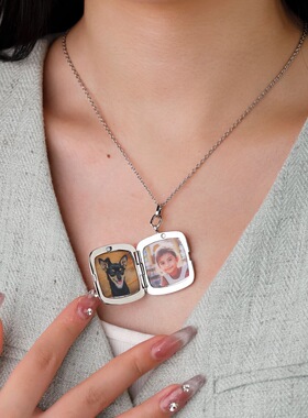 钛钢情侣照片项链定制刻字不掉色
