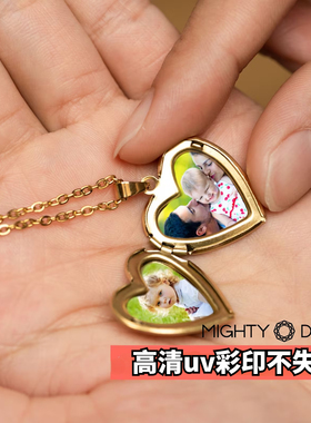 照片项链爱心刻字吊坠十字链女