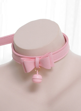 撩汉风皮革带铃铛项圈