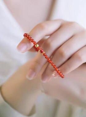 好运锦鲤手链女款7A红玛瑙本命年