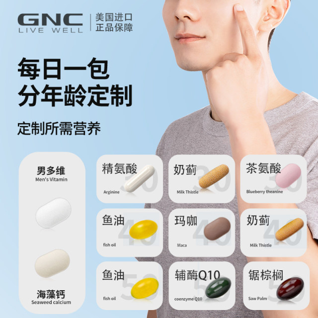 ຊຸດໂພຊະນາການ GNC ປະຈໍາວັນສໍາລັບຜູ້ຊາຍແລະແມ່ຍິງ 30/40/50