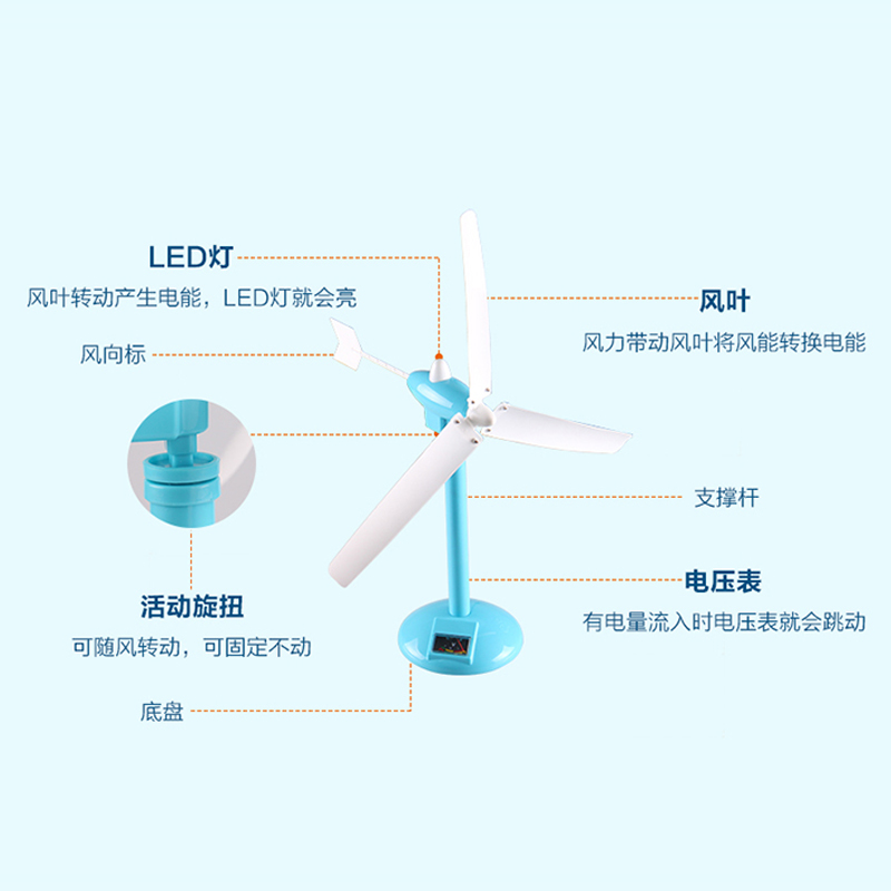 儿童科学风力发电机风能发电实验模型小学生组装DIY科普教学玩具