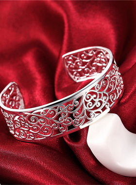 镂空复古宽面开口欧美风银饰品