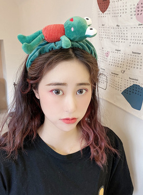 可爱卡通敷面膜洗脸束发带少女风舒适宽边毛绒发箍女生网红头饰