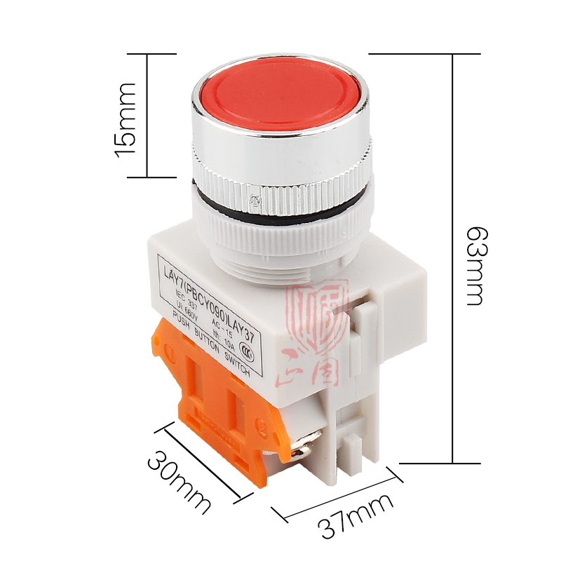 按钮开关LAY37-10 01平头自复位自锁启动停止控制电源开孔22mm-图0