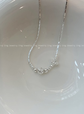 S925纯银银管串珠锁骨项链