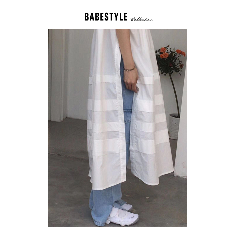 {现货}[Babestyle]VOL66设计感白色连衣裙女夏季泡泡袖小众长裙子