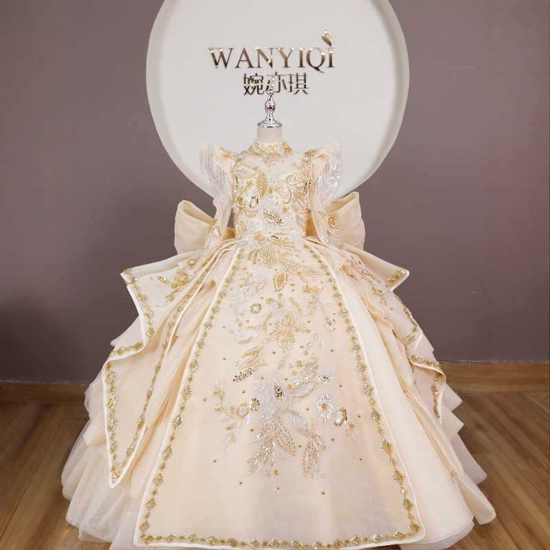 定制高端女孩晚礼服演出服豪华国潮女童礼服十岁生日儿童演出服,淘宝优惠券,粉丝福利购,淘宝优惠卷