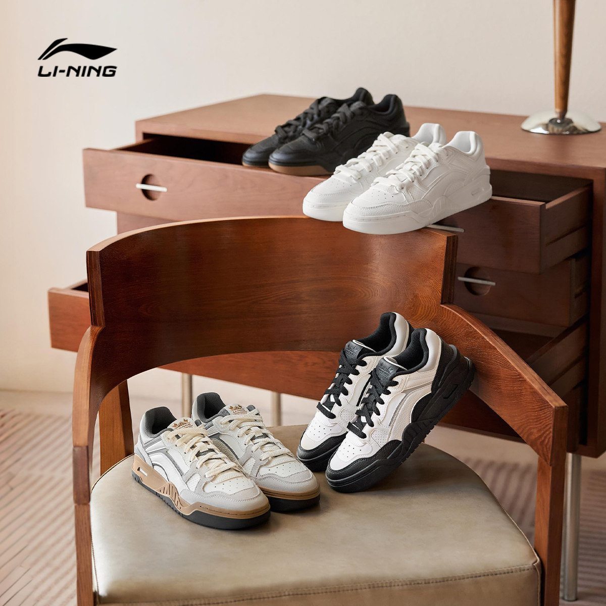 李宁月白2.0丨板鞋女小白鞋复古百搭休闲鞋舒适软弹情侣男运动鞋,淘宝优惠券,粉丝福利购,淘宝优惠卷