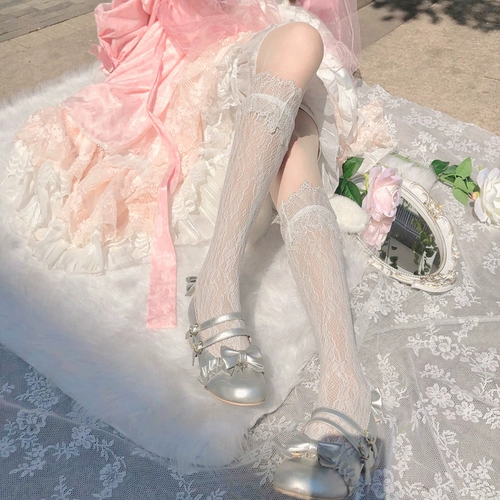 Кружевные белые японские милые носки, гольфы, стиль Лолита, подходит для подростков, средней длины