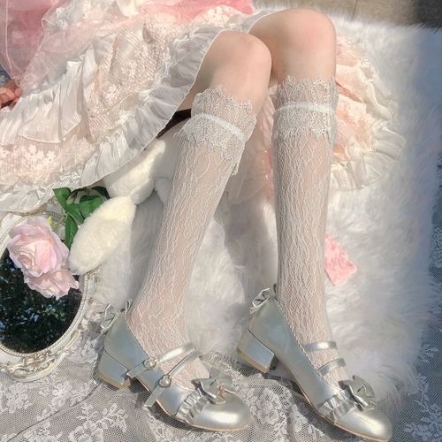 Кружевные белые японские милые носки, гольфы, стиль Лолита, подходит для подростков, средней длины