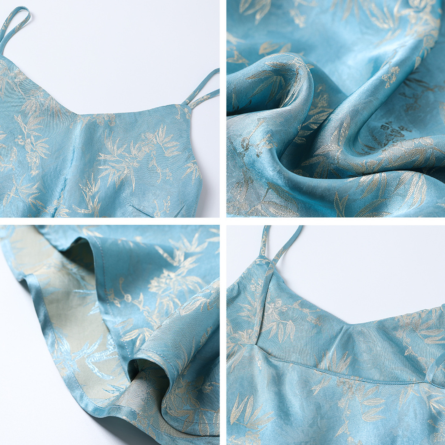 弥蝶【蓝金竹韵】新中式提花吊带长裙2026夏季国风显瘦内搭连衣裙,淘宝优惠券,粉丝福利购,淘宝优惠卷