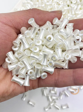 米白色竹节仿珍珠手工编织花篮配件diy散珠2号花杆专用7x11mm隔珠