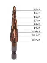 Hexagonal shank M35 with cobalt spiral groove ladder drill pagoda drill with high speed steel straight groove spiral groove drill