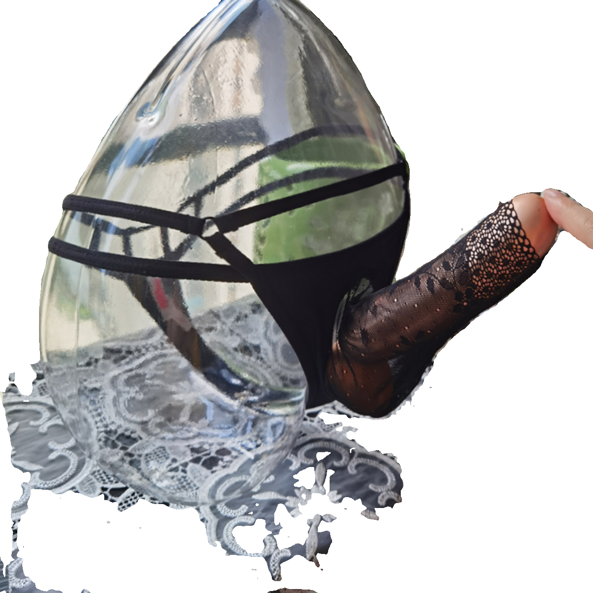 原创开口JJ套囊袋自带透气孔 U凸性感透视蕾丝男士丁字内裤保密发,淘宝优惠券,粉丝福利购,淘宝优惠卷