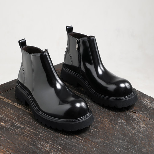 Ботинки Челси на толстой подошве в британском стиле. Мужские короткие сапоги из натуральной кожи.