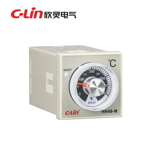 欣灵牌HH48-M(E5C2) K 0-400℃指针式温控仪表温控器加底座卡导轨 - 图0