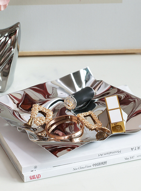 双11预售轻奢风不锈钢果盘放钥匙