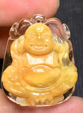 天然绿幽灵其他女水晶弥勒佛吊坠