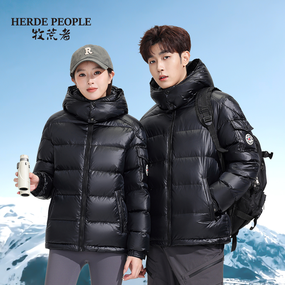 牧荒者冬季情侣款可拆卸帽子90绒保暖羽绒服AK1030-1