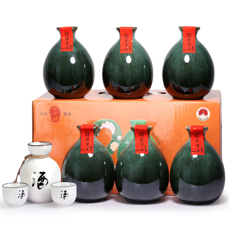 七斤嫂绍兴黄酒醉玉二十年半甜糯米善酿手工花雕整箱500ML*6坛装 - 图0