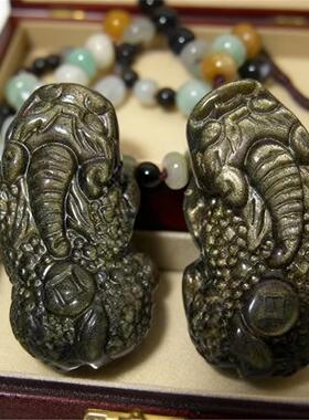 天然金曜石貔貅黑曜石吊坠玉项链情侣对款国潮新款礼物