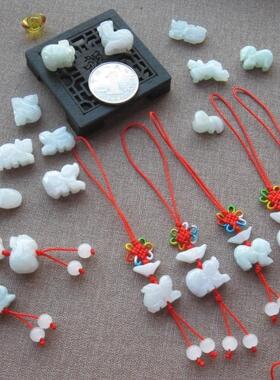 天然翡翠玉立体十二生肖鼠鸡虎猪三合六合吊坠项链本命年大号挂件