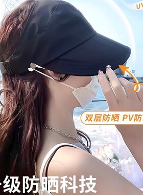 2025新款空顶遮阳帽女防晒渔夫帽