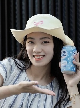 超薄透气渔夫帽学生网眼可爱少女登山帽蝴蝶结糖果色薄速干帽子