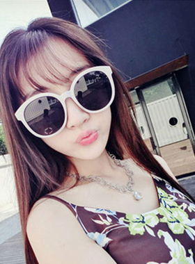 韩国ulzzang原宿墨镜米白色修脸