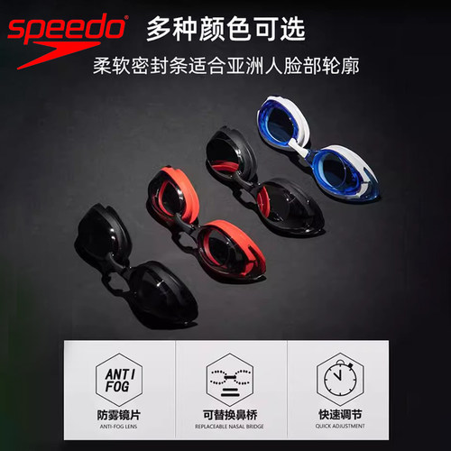 speedo进口游泳镜防水防雾高清男女大框专业平光游泳眼镜装备 - 图2