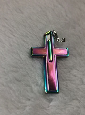 炫彩淬火创意十字架防身合金项链吊坠复古青铜男女情侣袖珍小刀